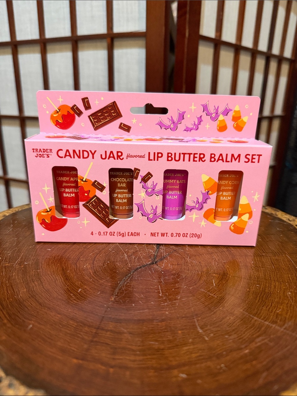 Trader Joe's Candy Jar Lip Butter Balm Set NEW 2026 4 tubes Apple Chocolate